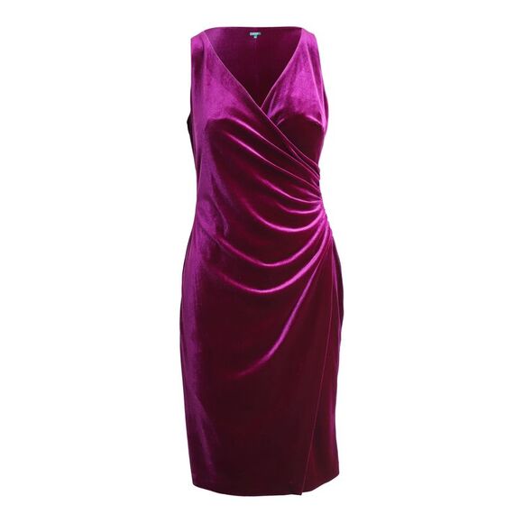 Pre Loved Ralph Lauren Vintage Velvet Wrap Dress Women purple Dresses - Picture 1 of 8